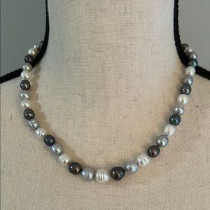 Tri-color Fresh Water Pearl Beaded Necklace